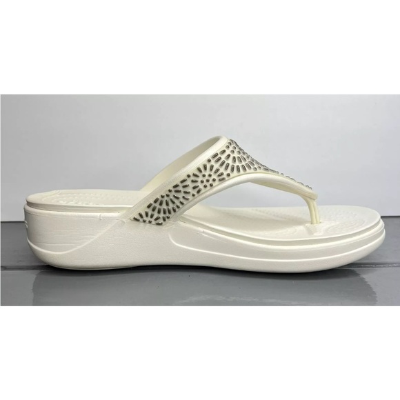 CROCS Monterey Diamanté Sandals Womens Sz 10 206343 White Excellent Condition - Picture 5 of 12